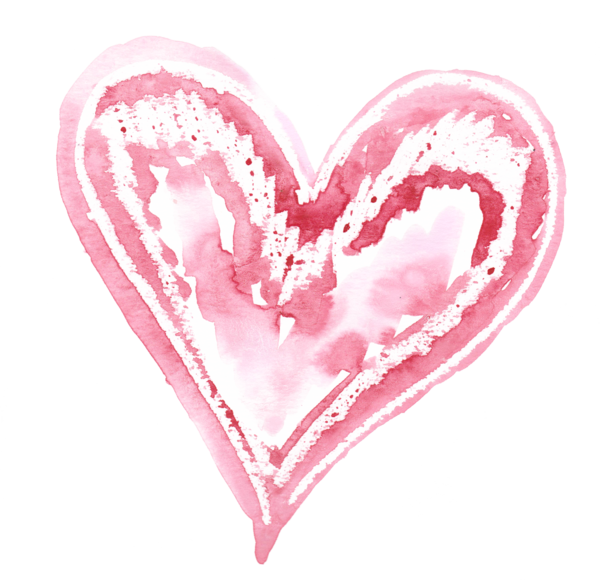Transparent Valentines Day Heart Watercolor Painting Pink for Valentines Day