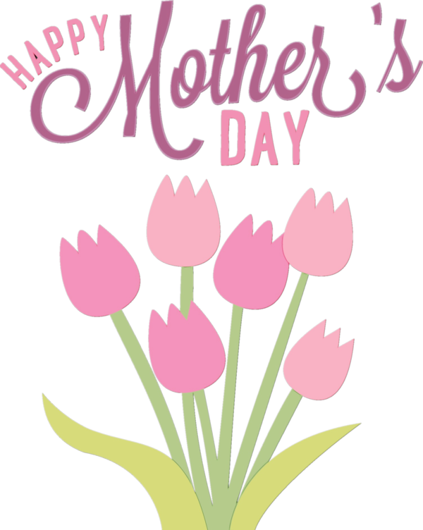 Transparent Mothers Day Mother Woman Tulip Pink for Mothers Day