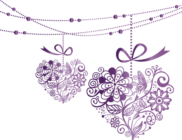 Transparent Heart Violet Purple Lilac Jewellery for Valentines Day