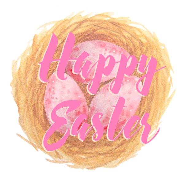 Transparent Easter Bunny Easter Typography Pink Text for Easter