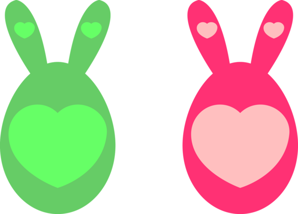 Transparent Easter Bunny Rabbit Green Pink for Easter