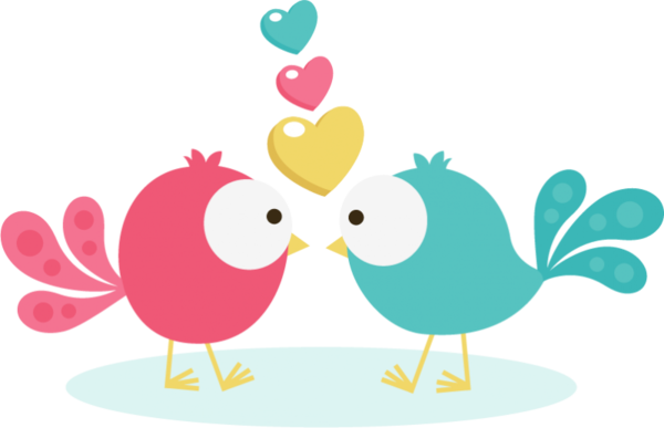 Transparent Bird Lovebird Owl Pink Heart for Valentines Day