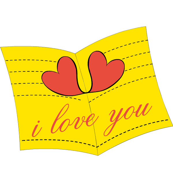 Transparent Love Letter Letter Love Heart Flower for Valentines Day