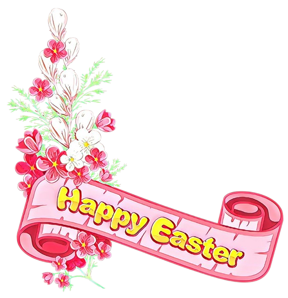 Transparent Easter Flower Cut Flowers Pink Text for Easter