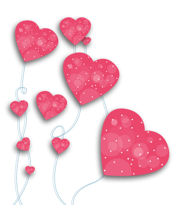 Transparent Cartoon Drawing Caricature Pink Heart for Valentines Day