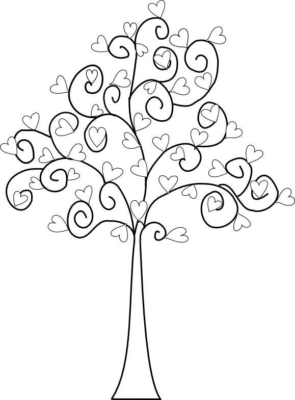 Transparent Tree Drawing Heart Line Art Plant for Valentines Day