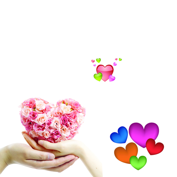 Transparent Flower Heart Hand Pink for Valentines Day