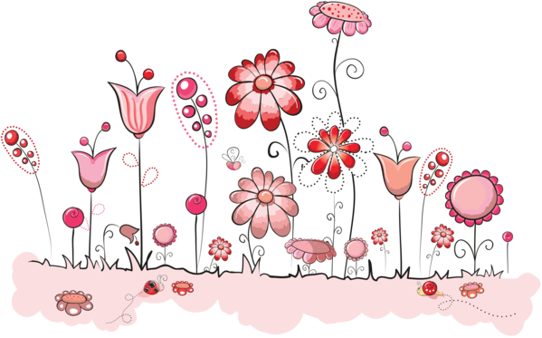 Transparent Flower Pink Flowers Drawing Heart Petal for Valentines Day