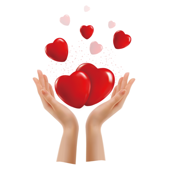 Transparent Hand Cartoon Red Heart for Valentines Day
