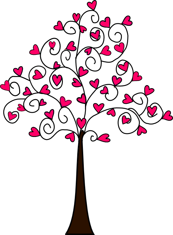 Transparent Tree Heart Drawing Petal Sticker for Valentines Day