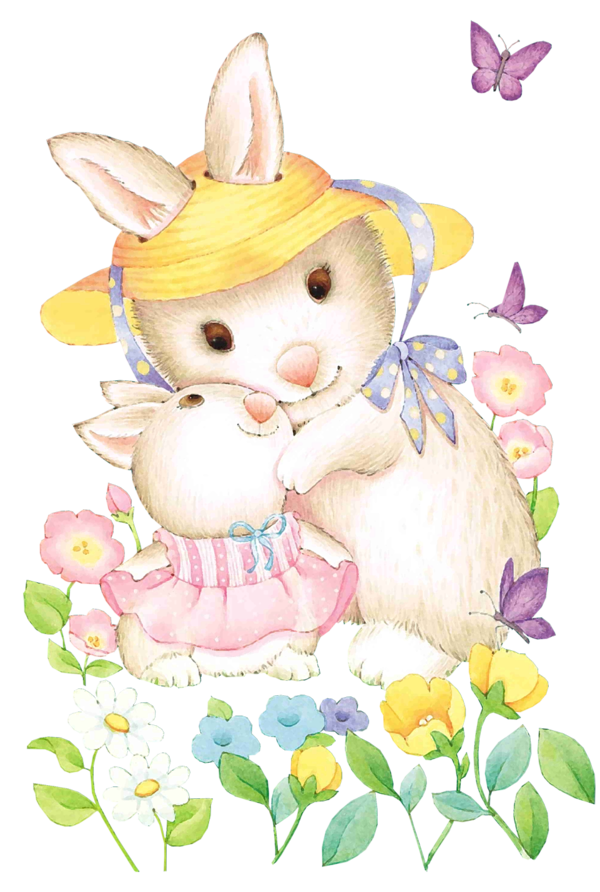 Transparent Easter Bunny Hare Cartoon Flower Petal for Easter