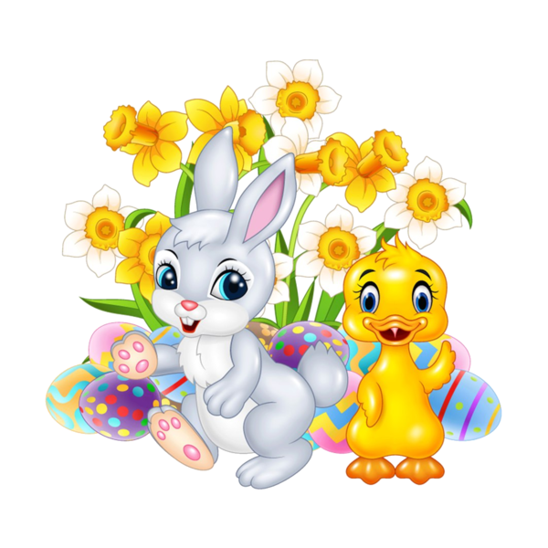 Transparent Cartoon Easter Animation Flower Easter Bunny for Easter