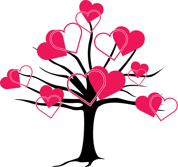 Transparent Heart Tree Symbol Pink for Valentines Day