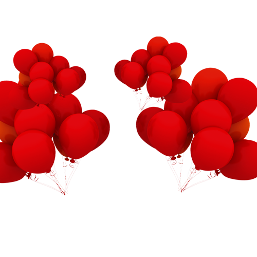 Transparent Red Balloon Color Heart Love for Valentines Day