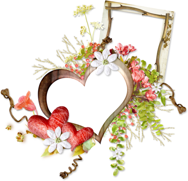 Transparent Picture Frames Digital Scrapbooking Message Heart Flower for Valentines Day