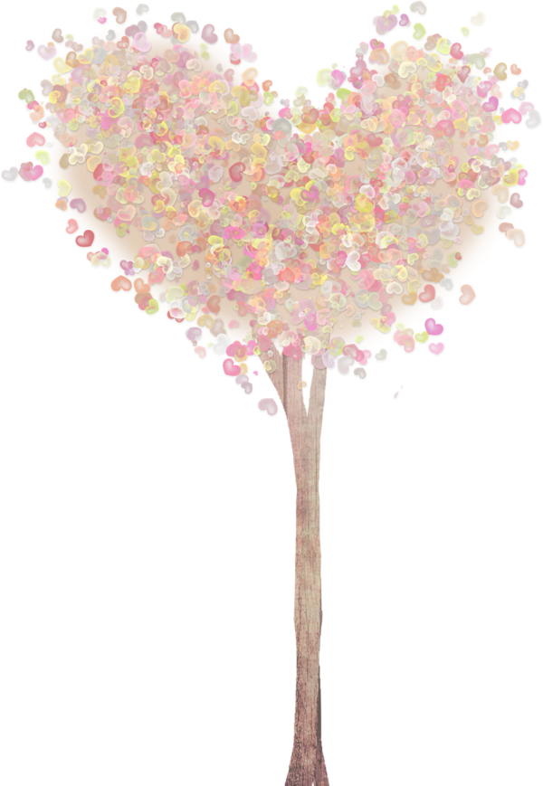 Transparent Tree Heart Drawing Pink for Valentines Day