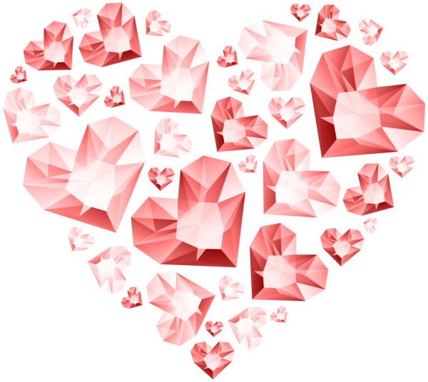 Transparent Rasterisation Red Diamonds Pink Diamond Pink Heart for Valentines Day