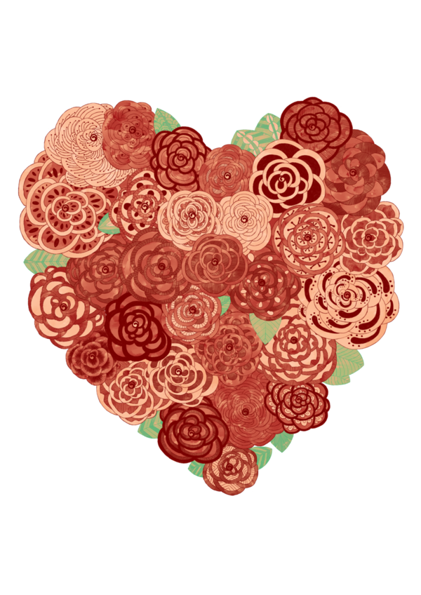 Transparent Flower Floral Design Garden Roses Petal Heart for Valentines Day