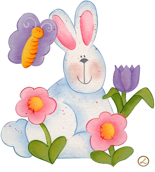 Transparent Rabbit Easter Bunny Hare Pink Flower for Easter