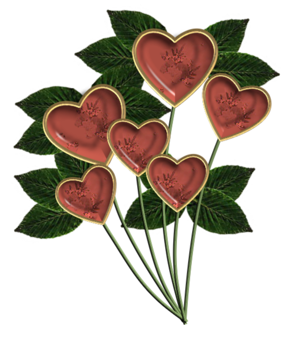 Transparent Garden Roses Flower Digital Scrapbooking Heart Plant for Valentines Day