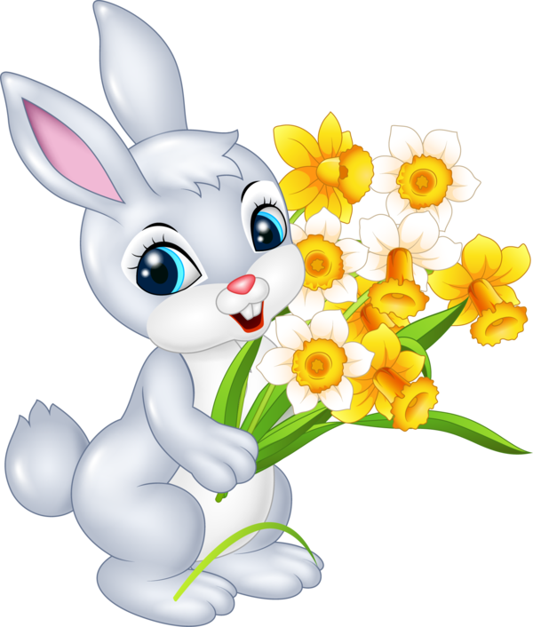 Transparent Easter Bunny Cartoon Rabbit Plant Flower for Easter