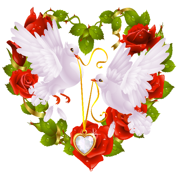 Transparent Bird Columbidae Symbol Heart Plant for Valentines Day