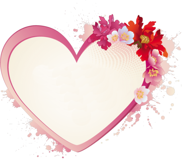 Transparent Flower Floral Design Love Pink Heart for Valentines Day