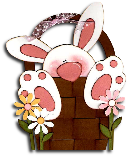 Transparent Easter Bunny Rabbit Paper Pink Flower for Easter