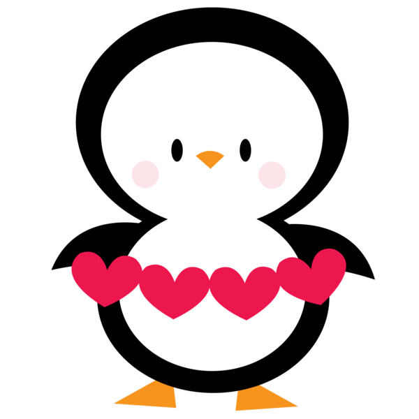 Transparent Penguin Valentine S Day Heart Flightless Bird Beak for Valentines Day