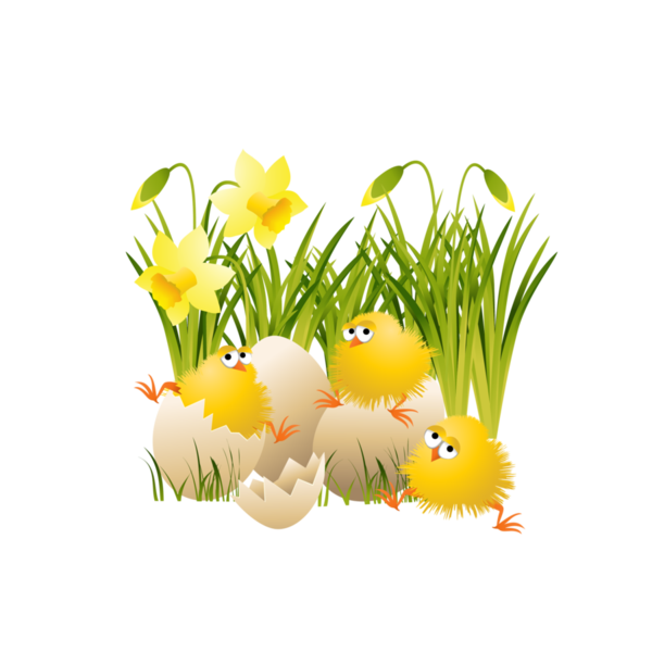 Transparent Easter Easter Bunny Chicken Grass Yellow for Easter