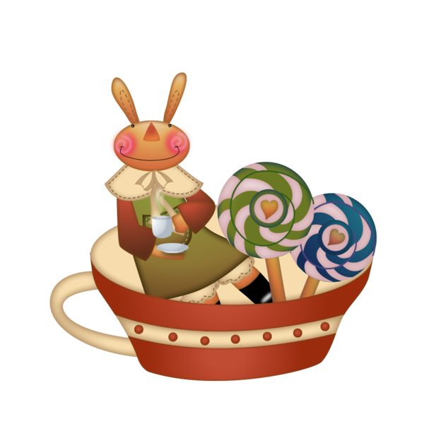 Transparent Cartoon Rabbit Drawing Food Basket for Easter