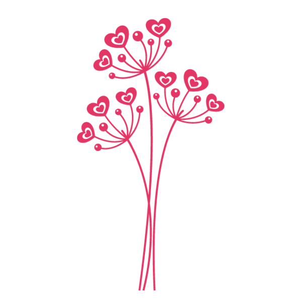 Transparent Drawing Flower Heart Pink Plant for Valentines Day