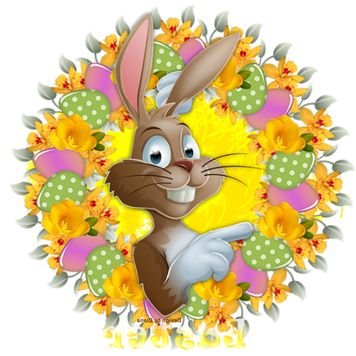 Transparent Easter Bunny Easter Ecard Flower for Easter