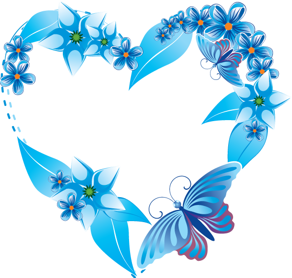 Transparent Heart Blue Flower Turquoise for Valentines Day
