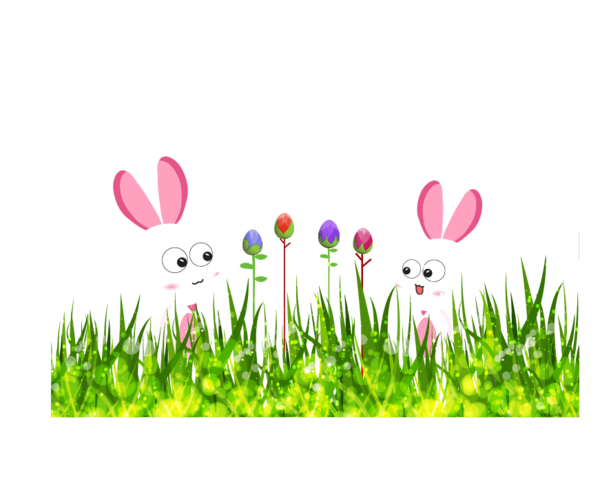 Transparent Easter Bunny Easter Rabbit Grass Flower for Easter