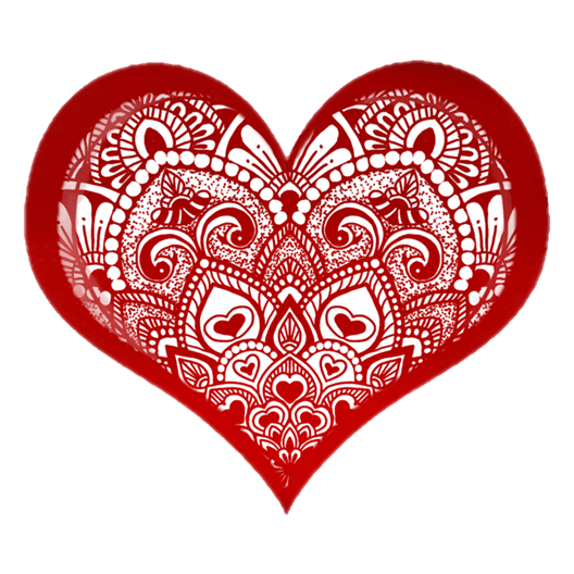 Transparent Sticker Decal Paisley Heart Red for Valentines Day