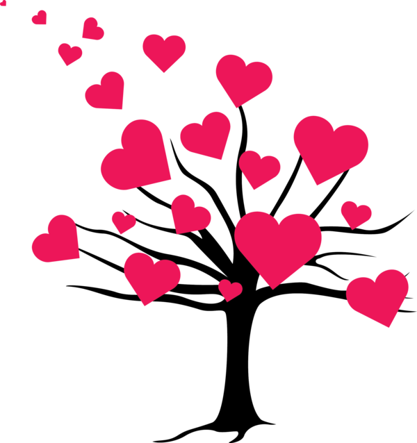 Transparent Heart Tree Love Flower Pink for Valentines Day