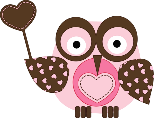Transparent Owl Heart Pink M Pink for Valentines Day