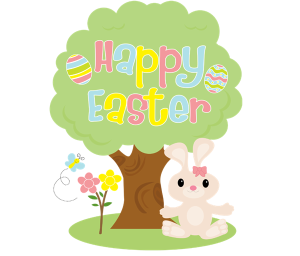 Transparent Easter Character Flower Green Text for Easter