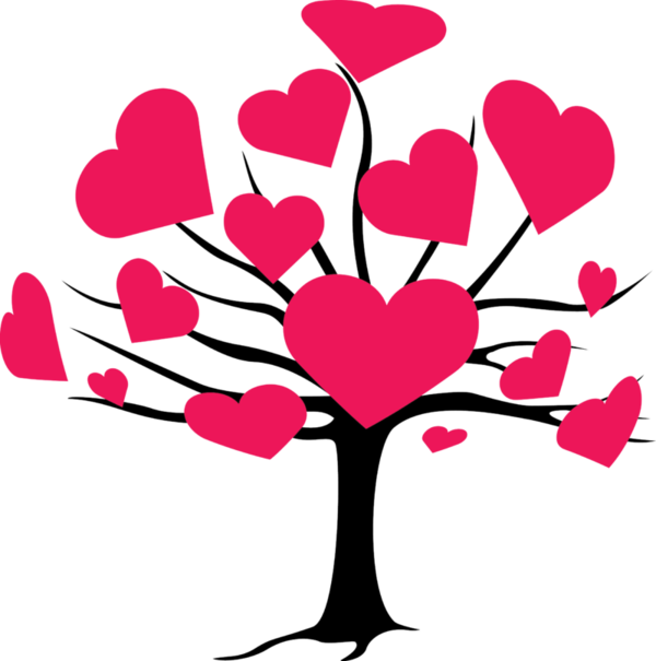 Transparent Heart Tree Mind Pink for Valentines Day