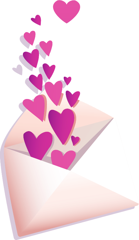 Transparent Envelope Heart Love Pink for Valentines Day