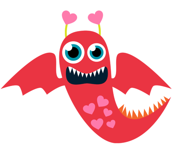 Transparent Valentine S Day Heart Monster Pink Fish for Valentines Day