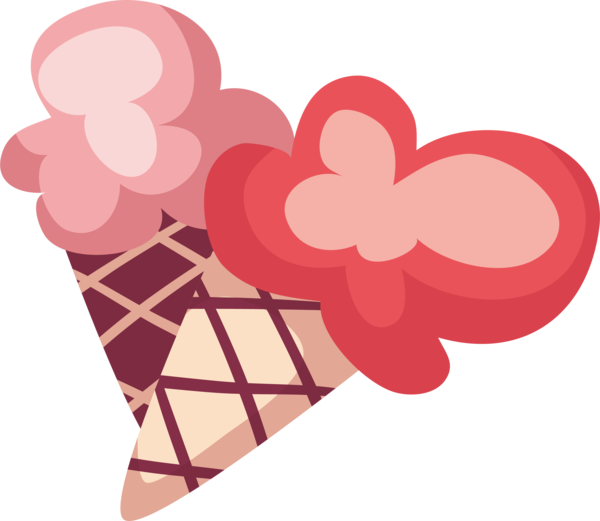 Transparent Ice Cream Ice Cream Cones Cream Pink Heart for Valentines Day