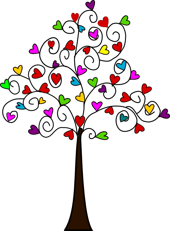 Transparent Tree Heart Drawing Plant Flower for Valentines Day