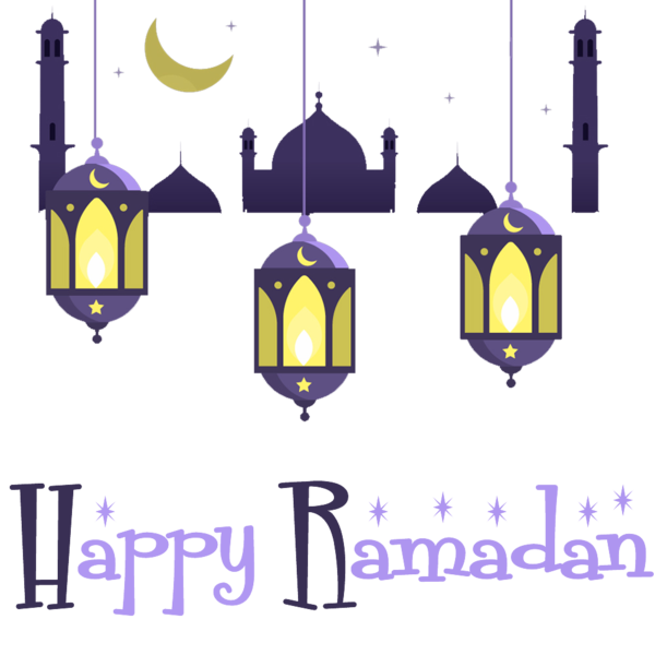 Transparent Ramadan Islam Ramadan Moon Purple Line for Ramadan