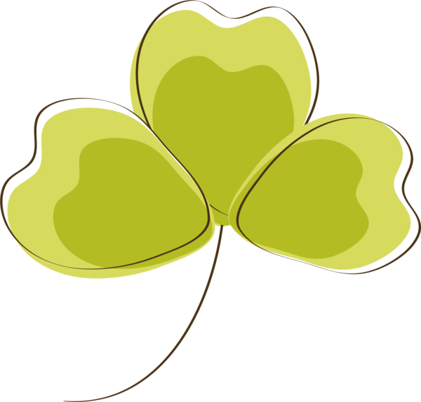 Transparent Cartoon Shamrock Clover Green Yellow for St Patricks Day