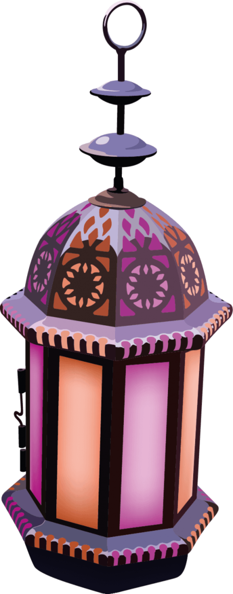Transparent Fanous Islam Lamp Purple Lighting for Ramadan