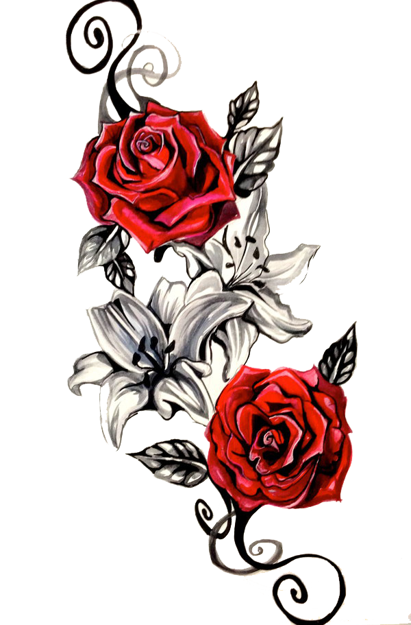Transparent Tattoo Rose Blackandgray Rose Order Petal for Valentines Day