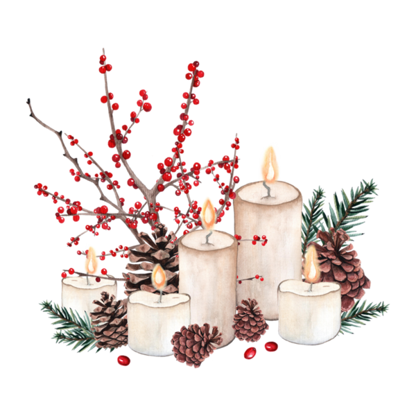 Transparent Christmas Christmas Decoration Watercolor Painting Pine Family Christmas Ornament for Christmas