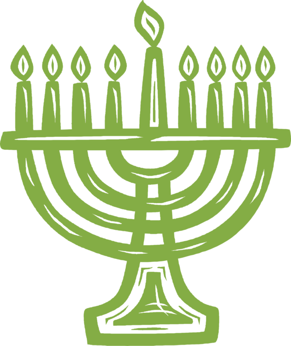 Transparent Menorah Hanukkah Judaism Green for Hanukkah
